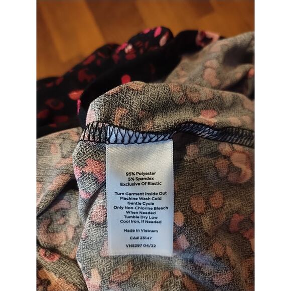 Talbots Midi Dress Women's XS Black Pink Ditsy Floral Fit & Flare Stretch Luxury - Picture 8 of 9